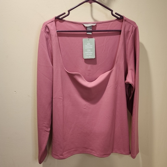 H&M pink plus size long Sleeves top size XXL NWT - Picture 1 of 10